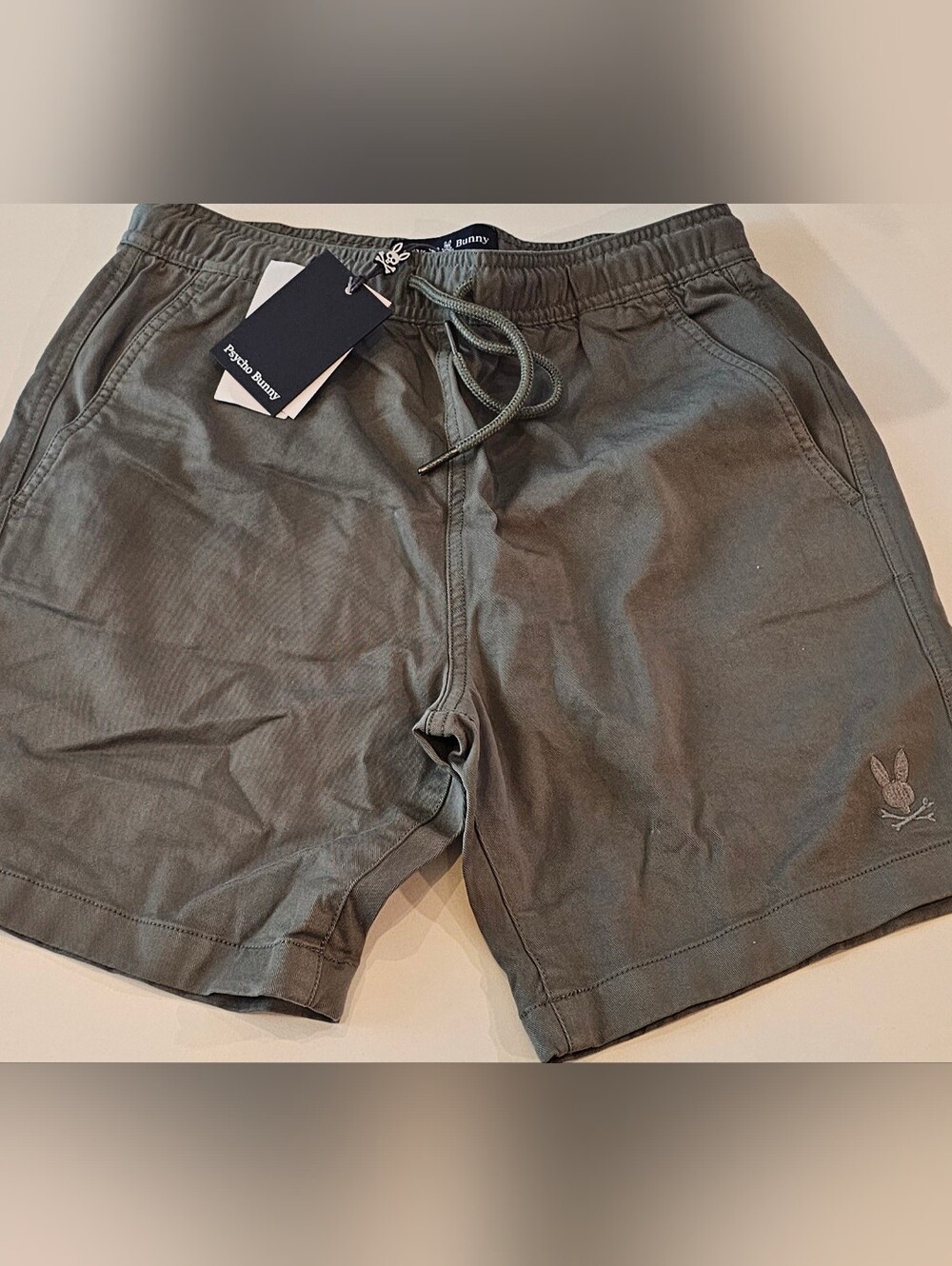 Psycho Bunny Olive Green Drawstring Athletic Shorts